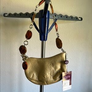 Gold Women's Bag with Chain Strap